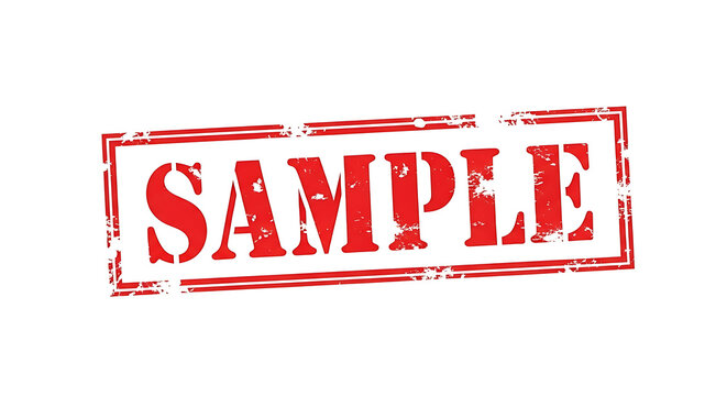 Red rubber stamp sample text on white background grunge