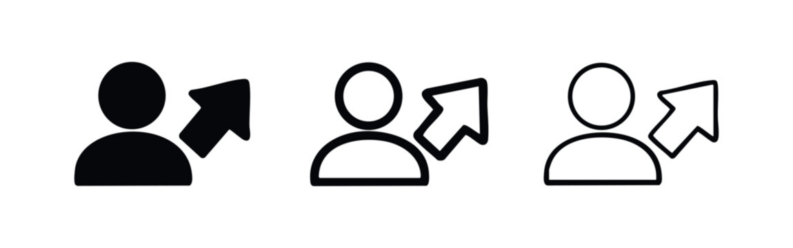 User with Upward Arrow Icon Set for Growth, Promotion, and Level Up