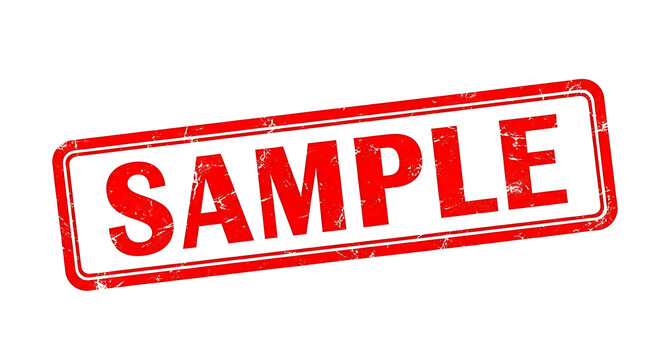 Red Sample Stamp Text on White Background word