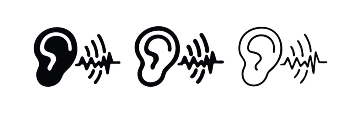 Ear and Sound Waves Icon Set