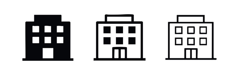 Multi-Story Building Icon Set. Modern Office or Apartment Block Symbol for City Architecture. © liubomir118809