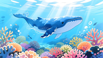 Fototapeta premium World Oceans Day Blue Ocean Ecology Protection Illustration