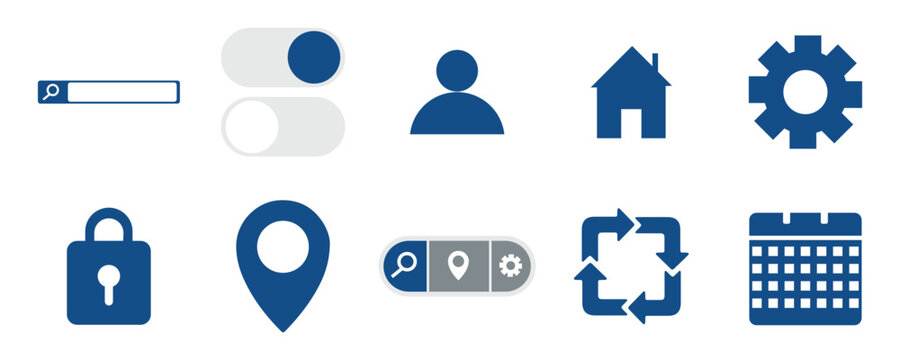 Set of Blue UI and Web Interface Icons