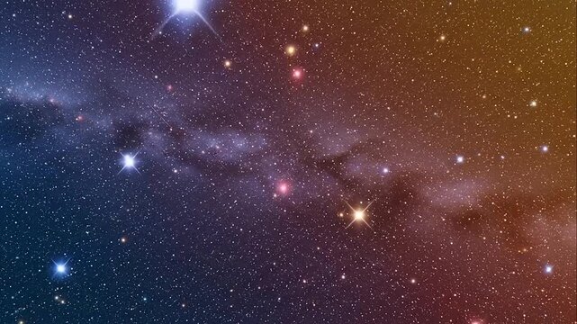Vibrant starry night sky with colorful nebula.