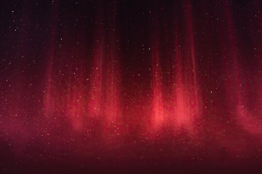 A mesmerizing abstract image showcases shimmering red and gold streaks against a dark, speckled background, evoking a sense of cosmic wonder and ethereal beauty.