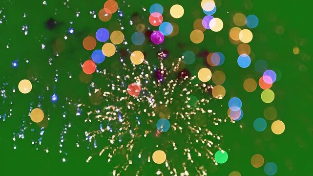 Colorful fireworks exploding in the night sky, festive celebration, abstract light effects