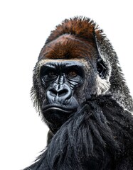 Obraz premium A close-up portrait of a majestic gorilla looking directly at the viewer