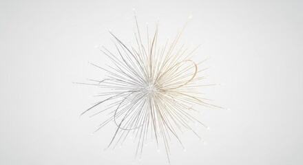 Fototapeta premium A star-like structure with multiple strands of light, possibly representing a network or a complex system, set against a white background with a subtle gradient.