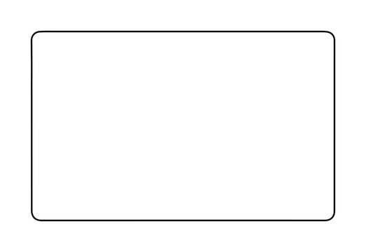 Minimalist rounded rectangle frame vector, simple black outline border on white background, blank geometric shape for text placeholder and graphic design