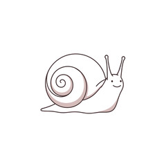 Cute cartoon snail with a happy smile, isolated on white background © Anisah