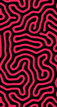 Abstract organic reaction-diffusion pattern with vibrant pink maze-like lines on a black background
