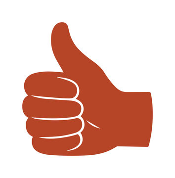 Pulgar arriba, icono de aprobaci&oacute;n y &eacute;xito en tono terracota, s&iacute;mbolo de acuerdo y positividad, vector de gesto de mano para interfaces de usuario y comunicaci&oacute;n digital.