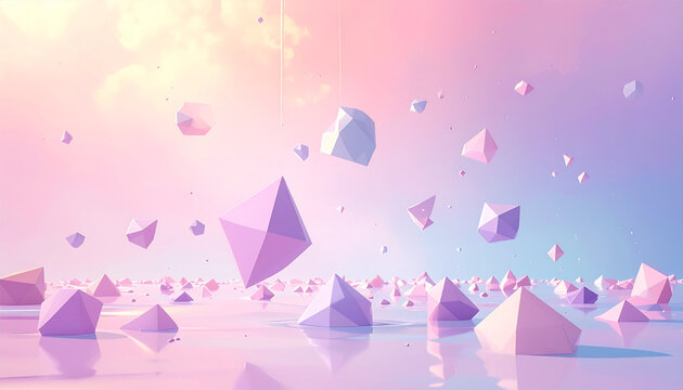 Abstract geometric shapes floating