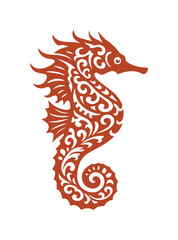 Fototapeta premium Intricate seahorse vector illustration, elegant marine animal design, stylized ocean creature, decorative aquatic life graphic for branding and decor