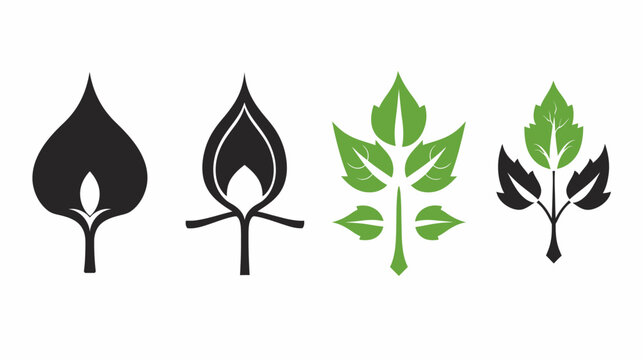 Abstract foliage icons in black and green show leaf evolution