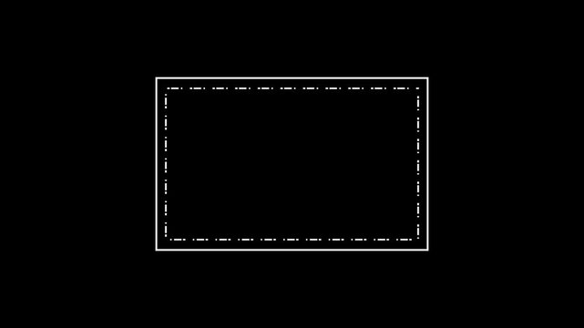 Dashed rectangular border on a black background frame dotted animation. Dotted line rectangle frame icon. Ideal for selection and placeholder frames
