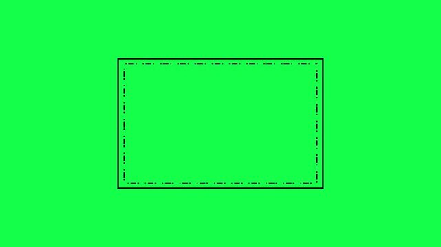 Dashed rectangular border on a green background frame dotted animation. Dotted line rectangle frame icon. Ideal for selection and placeholder frames