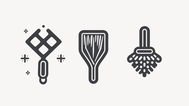 Vector graphics showcase three distinct mop designs on a white background
