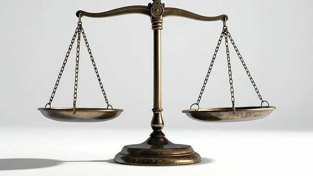 A detailed image of a balanced scale, symbolizing fairness and justice in a neutral setting