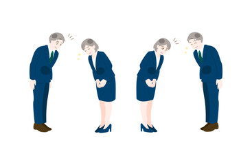 Fototapeta premium Smiling business people bowing for greeting and customer service