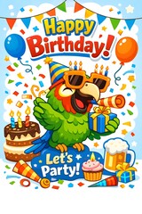 Fototapeta premium Happy birthday card with a boy