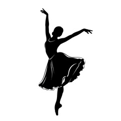 Silhouette of a graceful ballet dancer in motion, elegant pose, black on white background © Anisah