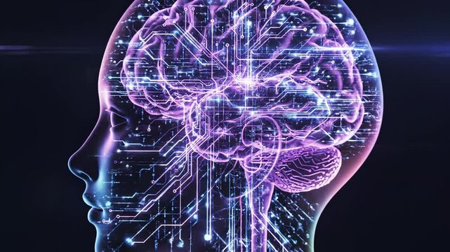 Human brain with neural activity for corporate presentations, business marketing, and commercial use