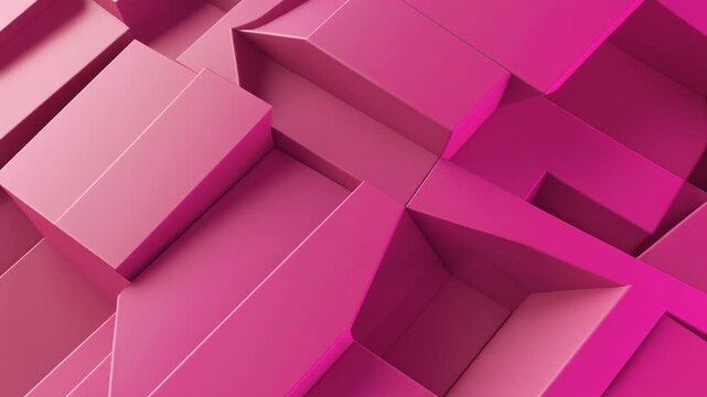 Layered pink cubes and rectangles interlock with depth and shadow, symbolizing modern architecture, abstraction, and the vibrant harmony of geometric design.