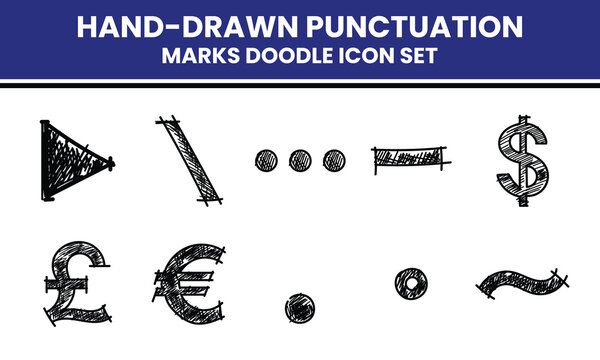 Hand-Drawn Currency and Special Character Doodle Icon Set - Creative Sketch Vector Symbols