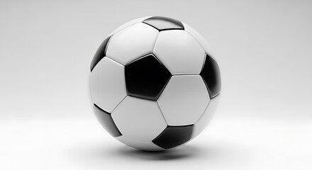 Fototapeta premium A black and white soccer ball on a plain gray background surface