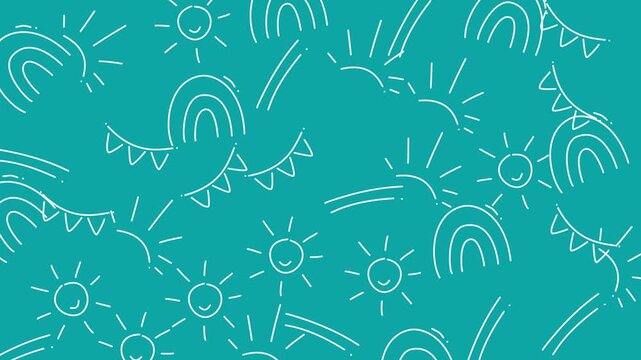 Playful Teal Doodle Pattern Video Frames.