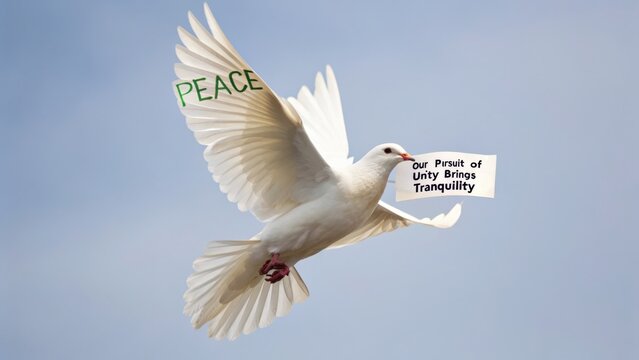 Peace Dove Flying with Message of Unity and Tranquility in Sky