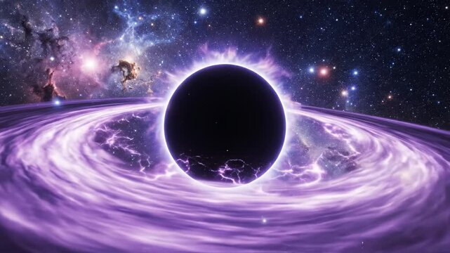 Black hole in space with accretion disk for tech concepts, digital marketing, and scientific projects