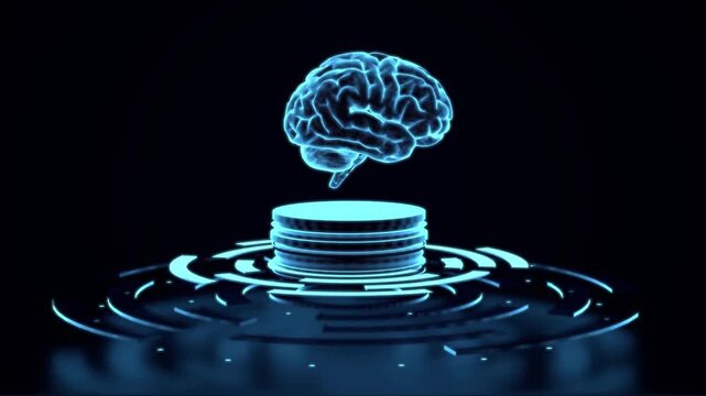 Brain Animation looping 3D Rotaing human head wireframe AI conceptual animation