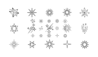Minimal star icons outline set shooting star sparkle glow UI vector design © MD AJIJUL HAKIM