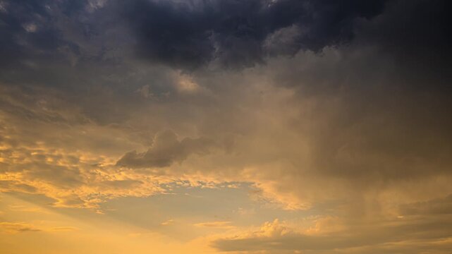 Cloudy Sky With Dark Storm Clouds During Rain. Natural Background Rainclouds. 4K Time Lapse, Tim...