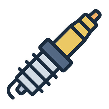 spark plug filled line icon. ignition part. engine combustion. motor repair.