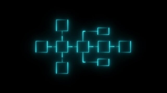 Glowing neon Data Analyst working in Business Analytics and Planning Workflow Management System to make report with KPI connected to database. Corporate strategy for finance.4k video