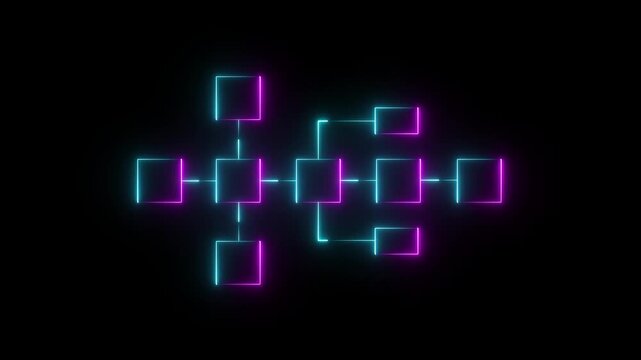 Glowing neon Data Analyst working in Business Analytics and Planning Workflow Management System to make report with KPI connected to database. Corporate strategy for finance.4k video