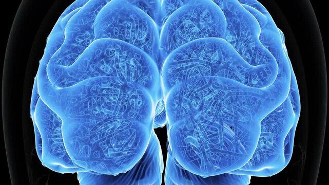 3d Animation the nervous system brain sphere seamless loop black background Medical science concept