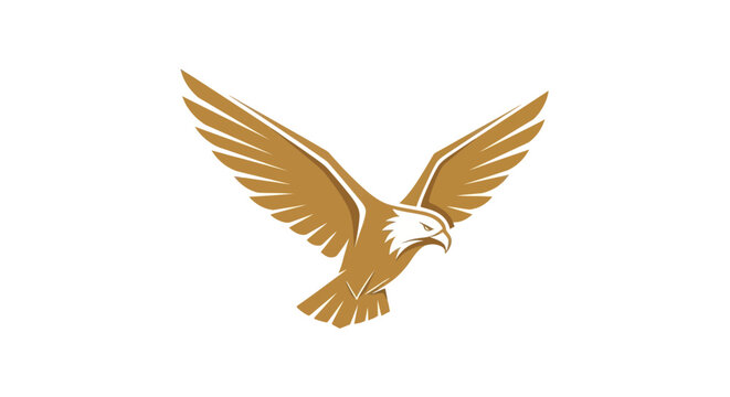 Golden eagle logo in flight against a clean white background