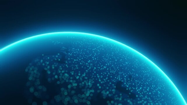 Abstract AI neural network visualization with glowing blue particle wave and purple light beam streams on dark background. 3D render of data flow connections representing machine learning and deep lea