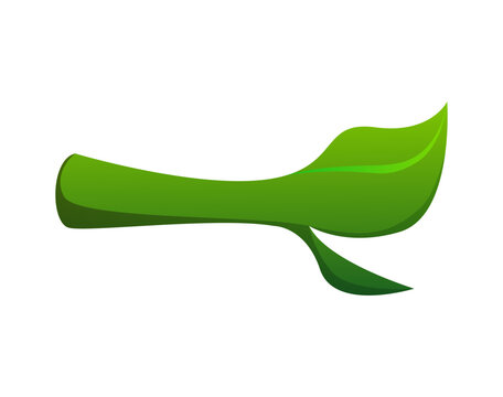 Cartoon dash symbol shaped as green bamboo stem with leaf farm font. English alphabet glyph, eco and plant themed punctuation mark. Vector agriculture typeface, harvest type, funny special sign