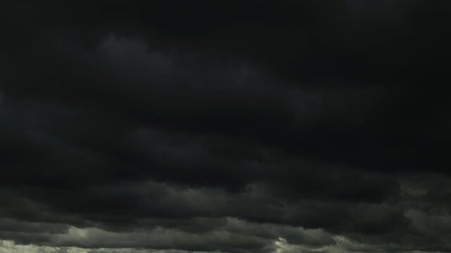 Dark dramatic storm clouds moving across threatening sky, time lapse weather video