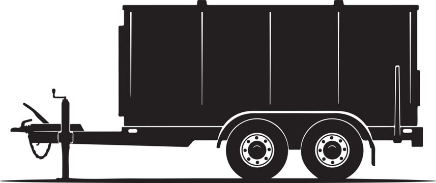 Black trailer vector, cargo trailer, utility trailer, transportation icon