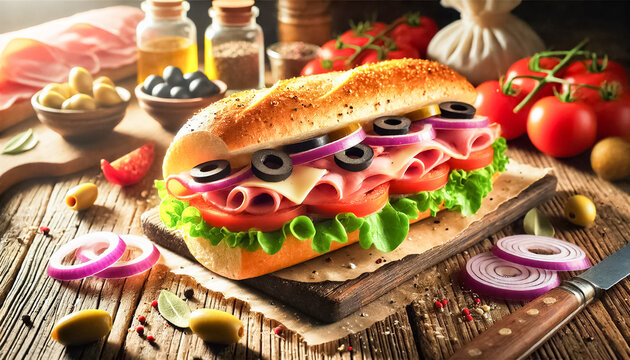 Deliciously Fresh Italian Subs with Vibrant Ingredients