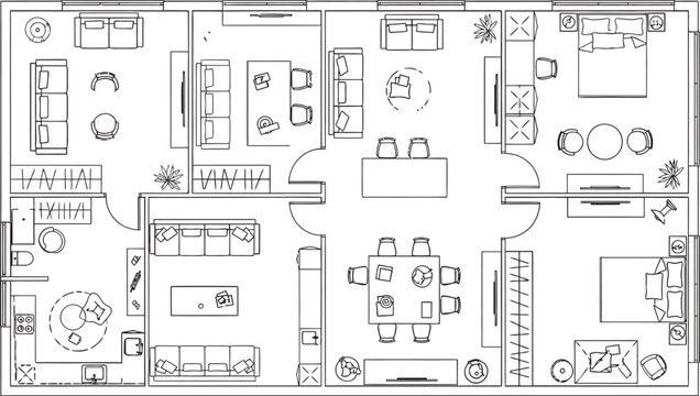 Detailed architectural floor plan sketch of an office or commercial building layout with multiple rooms and hallways