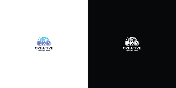 smart cloud modern technology design logo