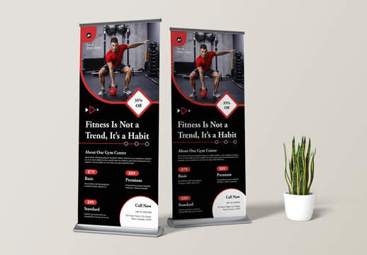Fitness Roll Up Banner Template Layout