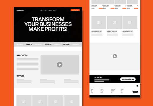 Modern SAAS Brand Website Landing Page Wireframe